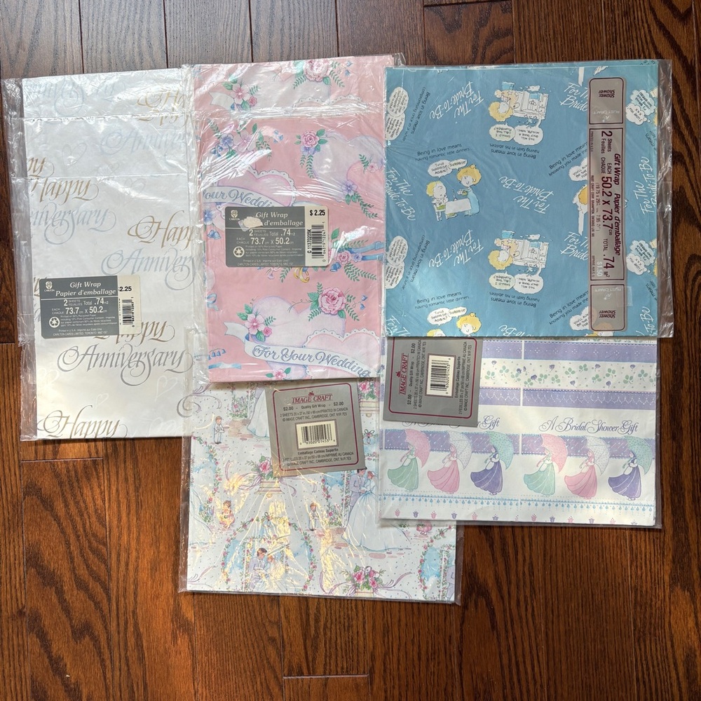 Eight Gift Wrap Packages Bridal Shower Wedding Anniversary Wrapping Paper